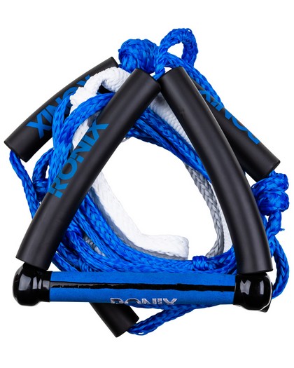 Ronix Bungee Stretch Surf Rope w/Handle 25ft 5-Sect Rope Package Blue