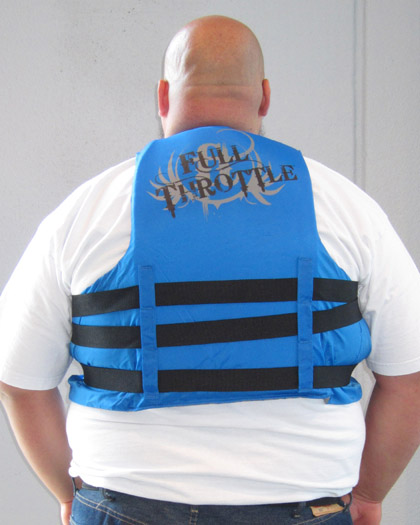 Full Throttle Oversized Nylon Life Vest BLUE Back