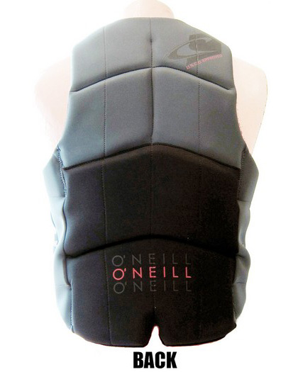 ONeill Assault Mens Neoprene Life Vest Black/Gray 2021 back